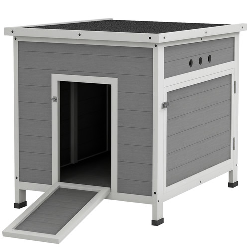 Duck house light grey fir - fir, wood